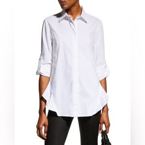 Finley Blouse white Agatha button-down ruffled side Size S cotton